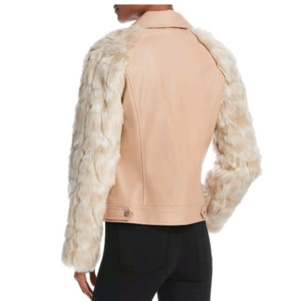 GUESS MARCO FAUX LEATHER & FUR MOTO JACKET SZ S - Picture 6 of 6